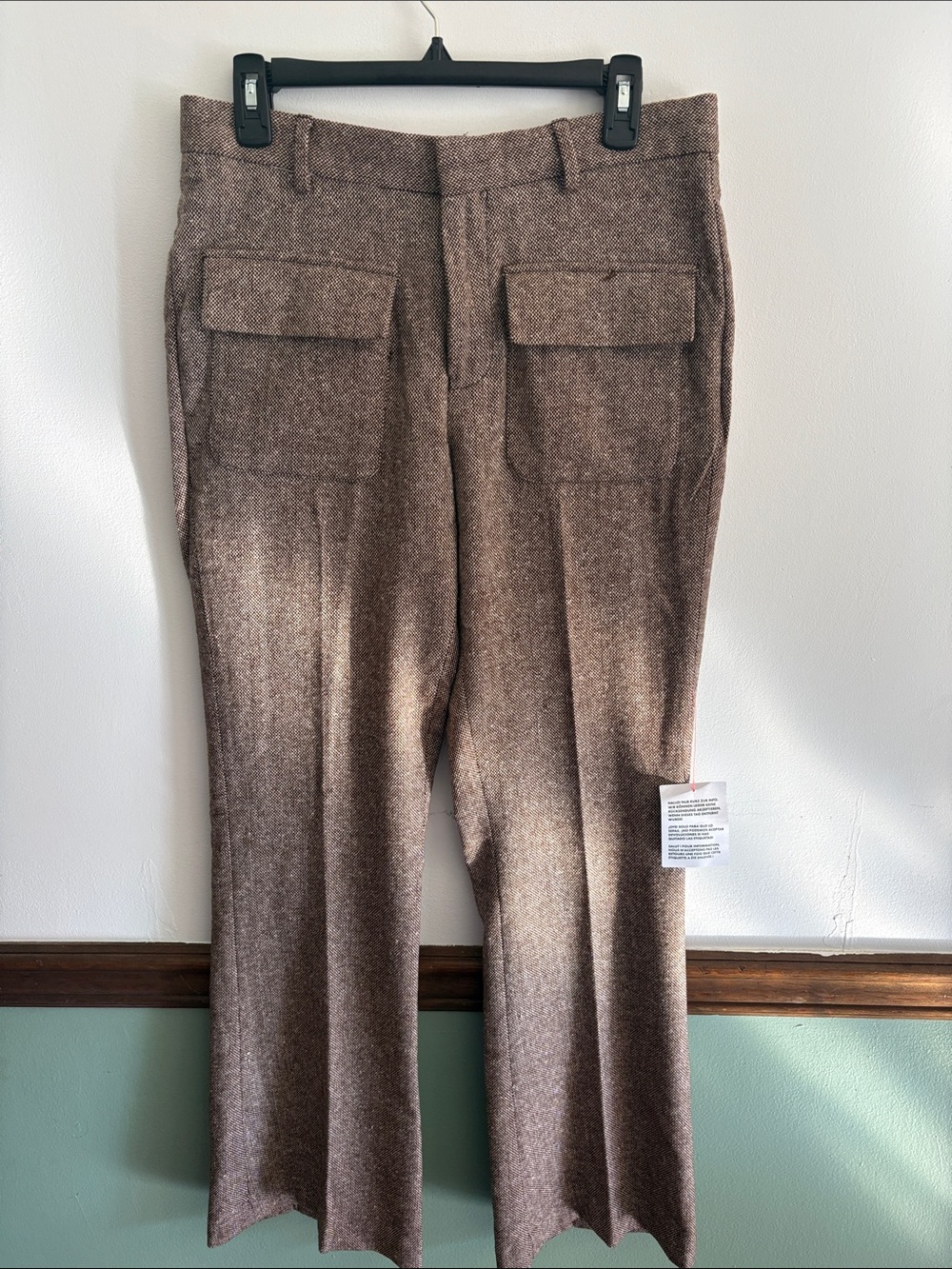ASOS Design Mens Smart Flare Wool Mix Pants with Front Pockets Brown